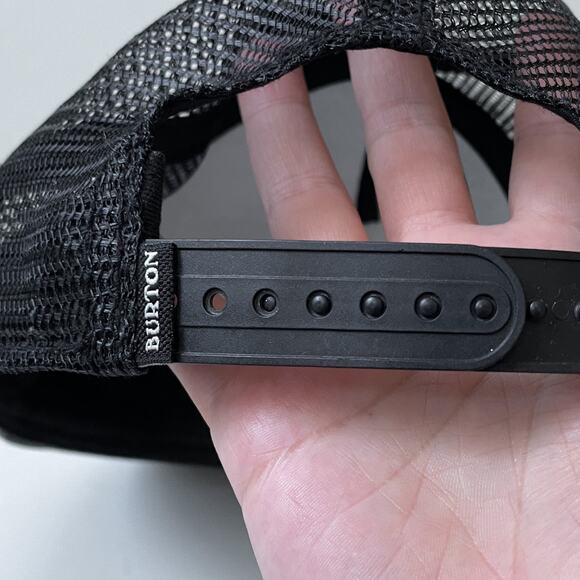 Burton Snowboards Snapback Trucker Hat Washed Black Gray Mountain Skate Mesh - Picture 6 of 6